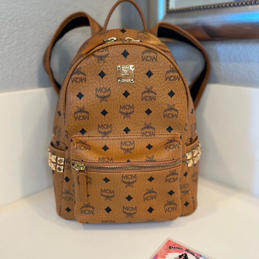 Firmed Price Mcm Visetos Side Studs Stark Mini Backpack